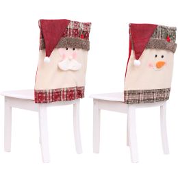 Creative Christmas Reusable Chair Back Covers Santa Claus Snowman Hat For Xmas Decorations Ornaments