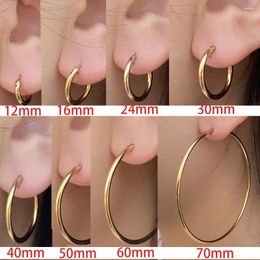 Hoop Earrings 1Pair Gold Colour Stainless Steel For Women Men Big/Small Circle Round 2024 Classics Trend Jewellery Bijoux