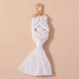 Cute Hand knitted Tassels Keychain Pendants for Women Girl Rainbow Key Ring Handbag Decor Charms DIY Jewellery Gifts