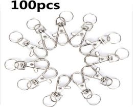 100pcslot Swivel Lobster Clasp Clips Key Hook Keychain Split Key Ring Findings Clasps for Keychains Making H09154303366