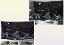 Tapestries Sun Moon Black Tapestry Wall Hanging Ancient Mountain Witchcraft Hippie Carpets7744326