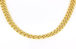 Real 10k Yellow Gold Filled Miami Cuban Chain Necklace 24quot Inch Custom Box Lock Men 10mm width 5mm Thickness Heavy6259268