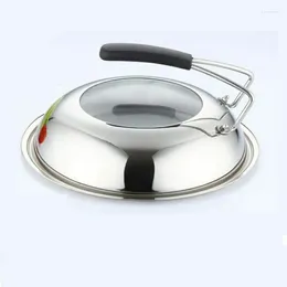 Decorative Figurines Zq Wok Tempered Glass Cover Stainless Steel Pot Lid Household 30/32/34cm