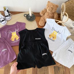 Kids Clothes Sets Toddler Short Sleeve T-shirts Shorts Cartoon Summer Letter Printed tshirts Pants Boys Girls Children Youth Two Piece Suits L0gC#