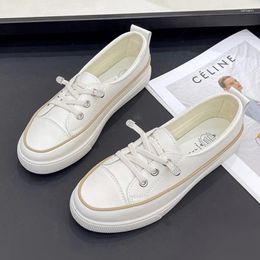 Casual Shoes Breathable Cloth Vulcanised Female Sports Flats Loafers 2024 Autumn Womens Comfortable Canvas Single Moccasins White