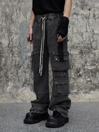 Men's Pants Dark Avant-Garde Style Washed To Make Old Overalls Techwear Multi-pocket Jeans