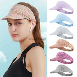 Visors Wide Brim Hats Bucket Hats Summer Empty Top Foldable Sport Running Hat Fashion Colourful Women Simple Quick Dry Tie Dye Beach Cap Ice Silk Sun Visor Hat 24412