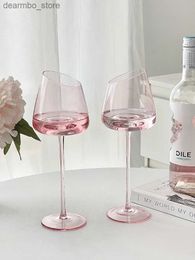 Wine Glasses 500ml Lare Capacity Pink Red Wine lass Hih-Value Home Crystal Champane lass Cup Oblique Mouth oblet L49