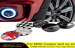 52mm Car Styling Wheel Centre Cover Sticker Hub Cap For Mini Cooper S JCW OneR55 R56 R60 R61 F54 F55 F56 F60 Clubman Countryman3857252