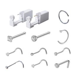 Disposable Safe Sterile Piercing Unit For Gem Nose Studs Piercing Gun Piercer Tool Machine Kit Earring Nose Stud Body Jewelry1374109