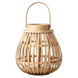 Candle Holders Rattan Tealight Lantern Holder: Rustic Wood Candlestick Woven Cup Rack Christmas Table Holiday Dinner