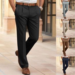 Men's Pants Solid Colour Simple Business Formal Men Casual Straight Man Trousers Y2k Clothes Pantalones Work Workwear Streetwear