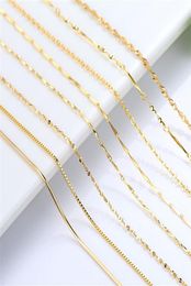 Genuine 14k Gold Colour Necklace For Women Water Wave Chain Bone starry 18 inches Pendant Fine Jewellery 220216277R1713881