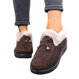 Casual Shoes Winter Warm Flats For Women Low Heel Non-slip Cotton Plush Lined Women's Femmes Chaussures