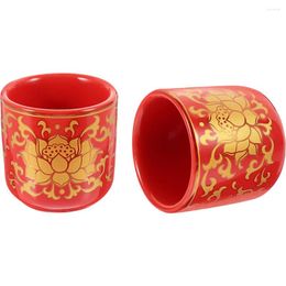 Bowls 2 Pcs Ceramics Decor Sacrifice Cup Lotus Meditation Relief Flower Worship Supplies Water