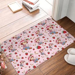 Carpets Non-slip Doormat Strawberry Cartoon Carpet Bath Kitchen Mat Prayer Flannel Decor