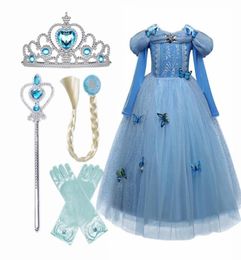 Girl039s Dresses Princess Dress Girl Birthday Halloween Costume For Girls Clothing Cosplay Clothes Blue Long Gown Fanc8916031