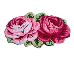 Vintage Roses Shpaed Mat Hand Hooked Living Door Mats Carpet New Embroidered Porch Doormat Floor Karpet Bedroom Rugs Wedding Gift1853758