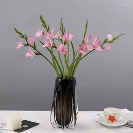 Decorative Flowers Pastoral Style Simulation Sword Orchid Living Room Coffee Table Dining Decoration Silk Flower Artificial