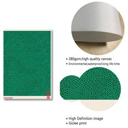 Black Beige Yayoi Kusama Abstract Line Dots Canvas Art Posters and Prints Green Canvas Painting Wall Art Picture for Room Decor