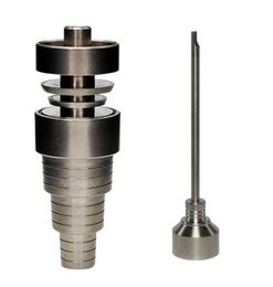 6 in 1 Domeless GR2 Titanium Nail 1014mm18mm Male Female dab nail Ti Nails with Titanium Carb Cap For glass bong1204577