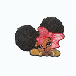 Cute Black Girl Iron On Embroidered Patch Custom Sew On For T-shirt Jacket Clothing Design Applique Patches