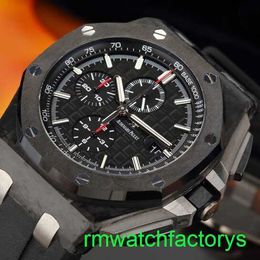 Famous AP Wrist Watch Royal Oak Offshore Series Automatic Mechanical Male Forged Carbon 44mm Time Display Ceramic Ring Tape Waterproof Night Light 26400