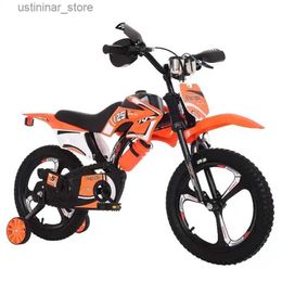 Bikes Ride-Ons Childrens Simulation Motorcycle Bicycle 12 Inch Boys Girls Outdoor Shock Absorption Off-Road Bicycle With Auxiliary Wheels L47