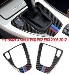 Car Interior Centre Control Gear Shift Panel Cover Stickers LHD RHD Carbon Fibre Car Accessories For BMW E90 E92 E93 3 Series1498541