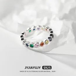 Cluster Rings JYJIAYUJY Sterling Silver S925 Ring 3mm Colorful Zircon High Quality Fashion Hypoallergenic Jewelry Gift Daily Use R049
