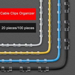 20pcs Cable Clips Self-Adhesive Cable Organiser Fixed Wire Plastic Clamp For Table Car Office Home Cord Charger Management