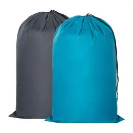 Laundry Bags 2pcs/set With Drawstring Foldable Daily Large Capacity Wear Resistant Portable Kids Adults For Dirty Clothes Dorm Bag