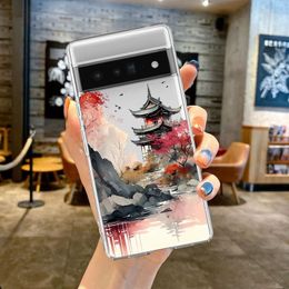 Soft TPU Phone Case for Google Pixel 8 7a 7Pro 6a 6 6Pro 8 Pro 5G Beautiful Ink Landscape Back Covers Fundas Skin