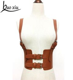New women Bondage Leather Belt Cowboy Chest Harness Body Bondage Corset female Slimming Waist Belt Suspenders Straps S1810180642468077404