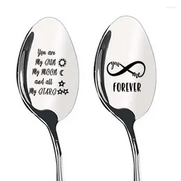 Dinnerware Sets Couple Fork Spoon Valentine'S Day Gift For Wife Husband Family Tableware Stainless Steel Boyfriend Presents Wedding Gifts