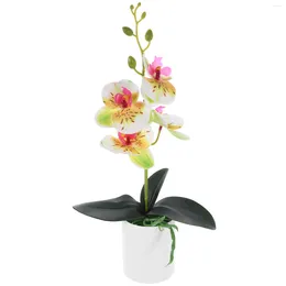 Decorative Flowers Artificial Potted Orchid Fake Plastic Desktop Faux Realistic Bonsai