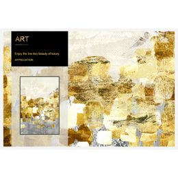 Modern Nordic Abstract Wall Art Grey Gold Wall Texture Color Block Posters And Prints Gold Foil Oil Painting Living Room Decorat