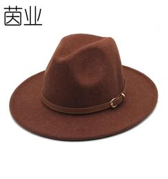 Flower Gray Wool Top Hat Men and Women Fedora Hat Flat Brim BroadBrimmed Hat Su Li Wool Cap3015031