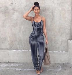 Sexy Womens Navy Stripe Sleeveless Jumpsuit Summer Ladies Fashion Romper Clothes2496303