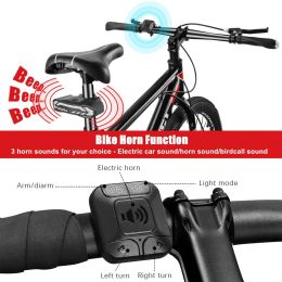Sectyme Bicycle Burglar Alarm Taillight IP65 Waterproof USB Charge Turn Signal Warning Auto Brake Light Scooter Bike Rear Lamp