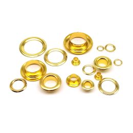 100sets 2.5-12mm High Quality Metal Golden Eyelet With Washer Grommet Ring Air Hole Rivet For Leather Bag Shoes Belt Cap Clothes