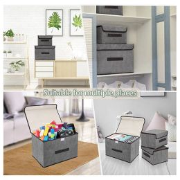1-5PCS Foldable Storage Box Portable Storage Basket Non-woven Storage Box Clothes Toy Storage Organiser with Lid Storage Box