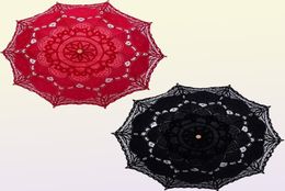 HS BRIDAL Umbrella Vintage Victorian White Lace Manual Opening Wedding Umbrella Black Bride Parasol For Wedding Shower Umbrella 23794532