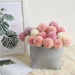 Decorative Flowers 5pcs Silk Hydrangea Artificial Plants Wedding Car Simulated Vase Arrangement For Home Christmas Decoration