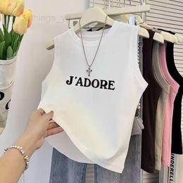 Men's T-Shirts Summer European and American womens sleeveless T-shirt vest TANK TOP pure cotton round neck top slim fit fashionable high-end knitted sweater