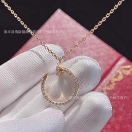 Cards Fashion New S925 Sterling Silver Full Diamond Nail Necklace High Version CNC Fine Carving Colour Separation Electroplating 18K