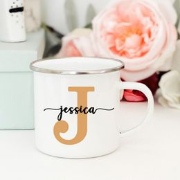 Personalised Initial Name Mug Custom Cup Customised Coffee Enamel Mugs Outdoor Cups Anniversary Couple Engagement Wedding Gifts