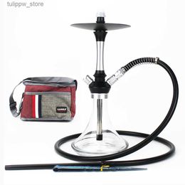 Other Home Garden New Style Hookah with Case Portable Travel Hookah Set with Bag Include Metal Tong and Flask Nargile Chicha Shisha Accessories L46