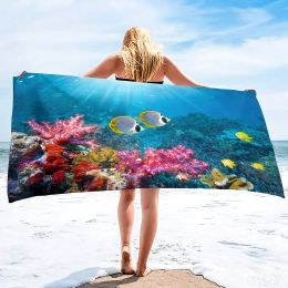 Coral Reef Beach Towel for Girls, Boys, Men,Women,Tropical Fish Bath Print Super Soft Plush Tropical