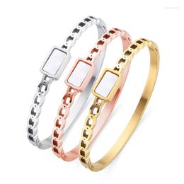 Bangle Fysara Vintage Punk Stainless Steel Chain Bracelets Chic Natural Shellitanium Watch Band Desgin Jewellery For Wome Drop Delivery Othu5
